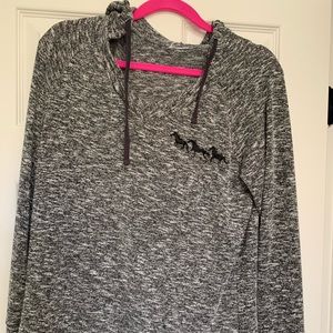 Back in the Saddle Pullover. Horse embroidered grey hoodie.